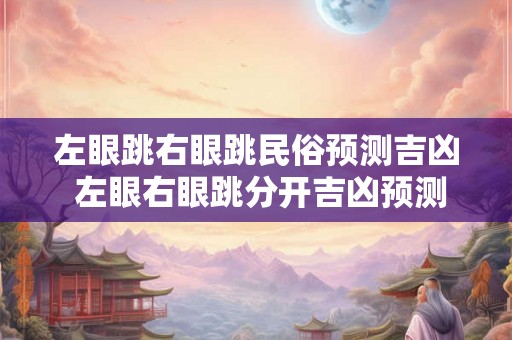 左眼跳右眼跳民俗预测吉凶 左眼右眼跳分开吉凶预测