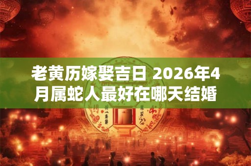 老黄历嫁娶吉日 2026年4月属蛇人最好在哪天结婚