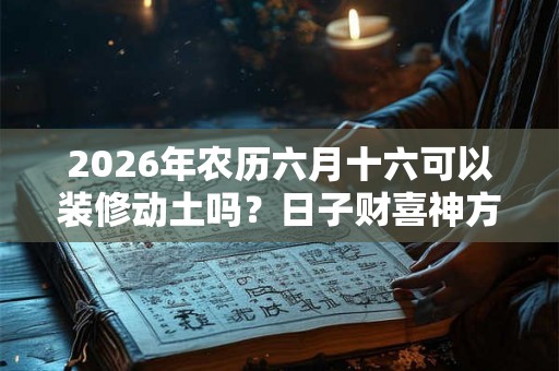 2026年农历六月十六可以装修动土吗？日子财喜神方位？
