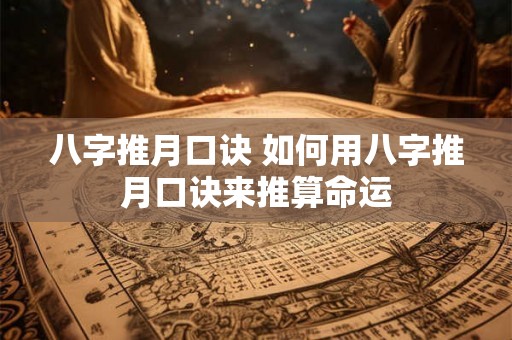 八字推月口诀 如何用八字推月口诀来推算命运