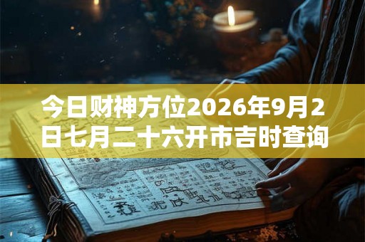 今日财神方位2026年9月2日七月二十六开市吉时查询
