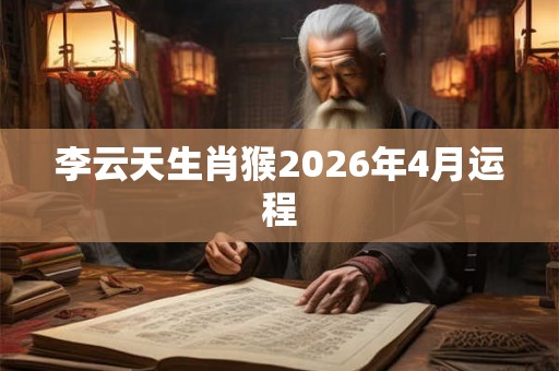 李云天生肖猴2026年4月运程