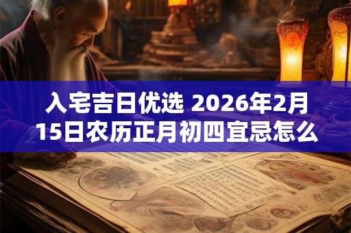 入宅吉日优选 2026年2月15日农历正月初四宜忌怎么样