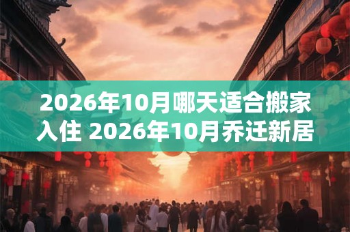 2026年10月哪天适合搬家入住 2026年10月乔迁新居吉日查询 2026年10月哪天适合搬家入住 2026年10月乔迁新居吉日查询