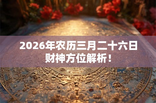 2026年农历三月二十六日财神方位解析！
