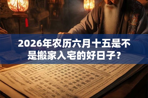 2026年农历六月十五是不是搬家入宅的好日子？