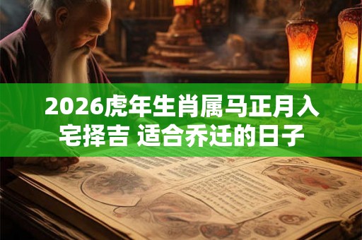 2026虎年生肖属马正月入宅择吉 适合乔迁的日子