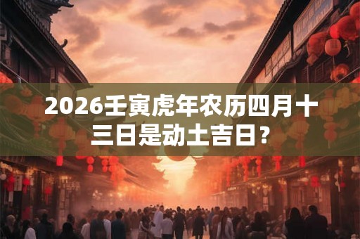 2026壬寅虎年农历四月十三日是动土吉日? 2026壬寅虎年农历四月十三日是动土吉日?