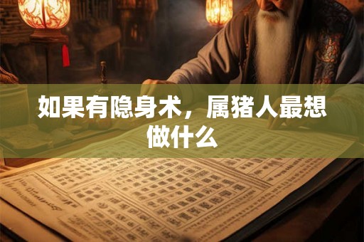 如果有隐身术，属猪人最想做什么