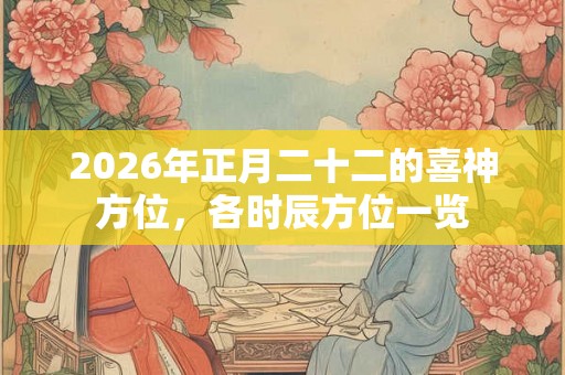 2026年正月二十二的喜神方位，各时辰方位一览