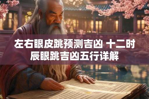左右眼皮跳预测吉凶 十二时辰眼跳吉凶五行详解