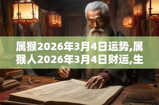 属猴2026年3月4日运势,属猴人2026年3月4日财运,生肖猴2026年3月4日运势