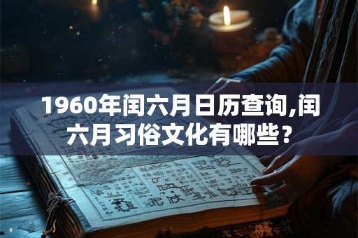 1960年闰六月日历查询,闰六月习俗文化有哪些? 1960年闰六月日历查询,闰六月习俗文化有哪些?