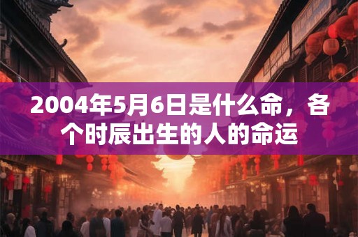 2004年5月6日是什么命，各个时辰出生的人的命运