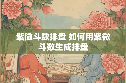 紫微斗数排盘 如何用紫微斗数生成排盘