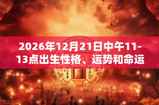 2026年12月21日中午11-13点出生性格、运势和命运