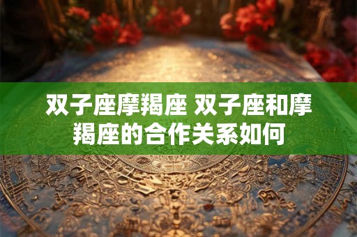 双子座摩羯座 双子座和摩羯座的合作关系如何