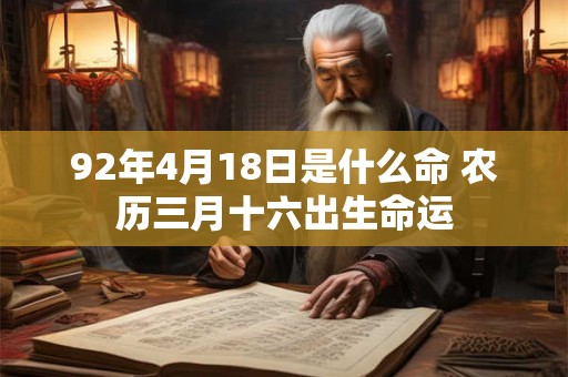92年4月18日是什么命 农历三月十六出生命运