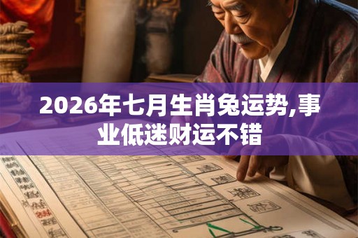 2026年七月生肖兔运势,事业低迷财运不错
