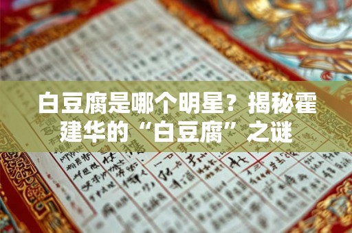 白豆腐是哪个明星？揭秘霍建华的“白豆腐”之谜