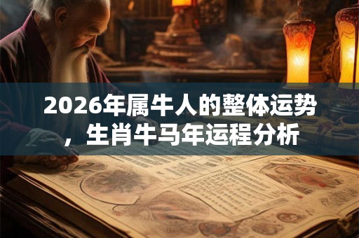 2026年属牛人的整体运势,生肖牛马年运程分析 2026年属牛人的整体运势,生肖牛马年运程分析