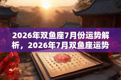 2026年双鱼座7月份运势解析，2026年7月双鱼座运势好不好？