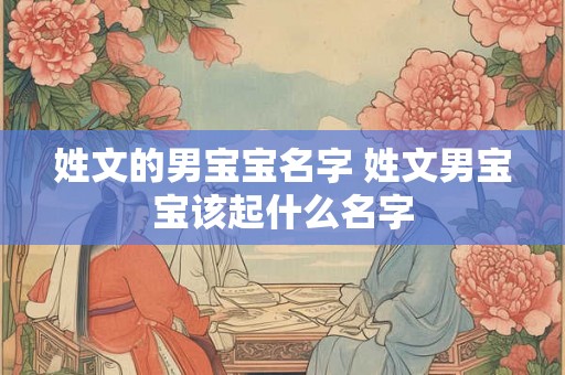 姓文的男宝宝名字 姓文男宝宝该起什么名字