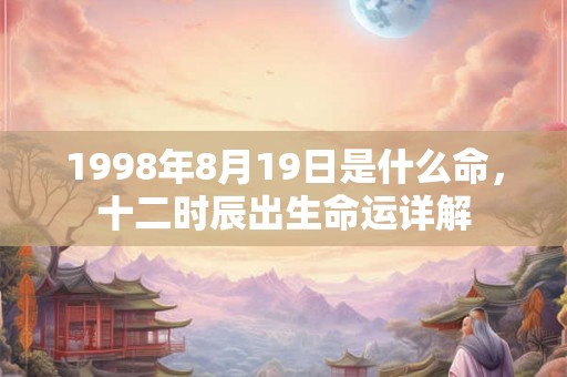 1998年8月19日是什么命，十二时辰出生命运详解
