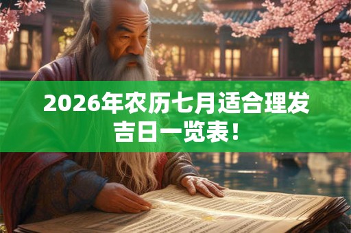 2026年农历七月适合理发吉日一览表! 2026年农历七月适合理发吉日一览表!