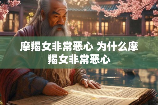 摩羯女非常恶心 为什么摩羯女非常恶心