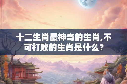 十二生肖最神奇的生肖,不可打败的生肖是什么？