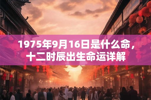 1975年9月16日是什么命，十二时辰出生命运详解