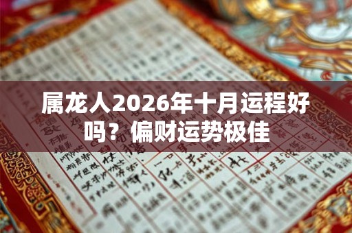 属龙人2026年十月运程好吗?偏财运势极佳 属龙人2026年十月运程好吗?偏财运势极佳