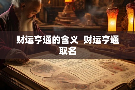 财运亨通的含义  财运亨通取名