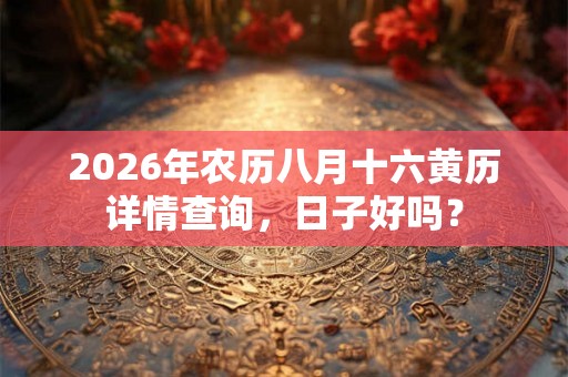 2026年农历八月十六黄历详情查询，日子好吗？