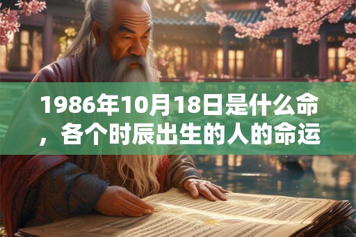 1986年10月18日是什么命,各个时辰出生的人的命运 1986年10月18日是什么命,各个时辰出生的人的命运