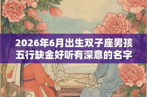 2026年6月出生双子座男孩五行缺金好听有深意的名字！