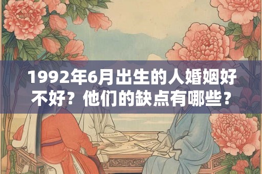 1992年6月出生的人婚姻好不好？他们的缺点有哪些？