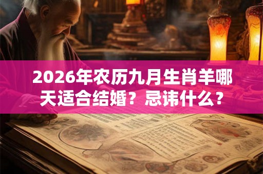2026年农历九月生肖羊哪天适合结婚？忌讳什么？