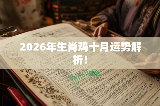 2026年生肖鸡十月运势解析！