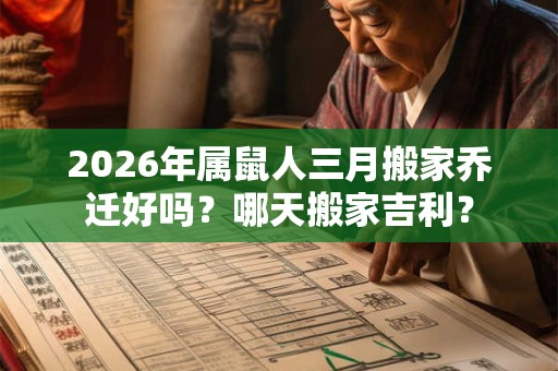 2026年属鼠人三月搬家乔迁好吗？哪天搬家吉利？