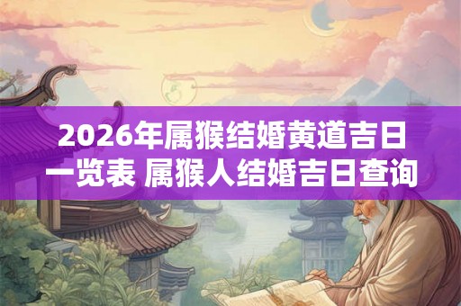2026年属猴结婚黄道吉日一览表 属猴人结婚吉日查询