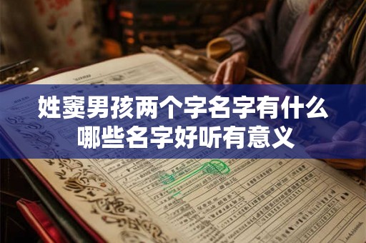 姓窦男孩两个字名字有什么 哪些名字好听有意义