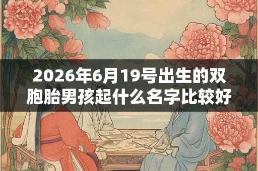 2026年6月19号出生的双胞胎男孩起什么名字比较好，五行属什么