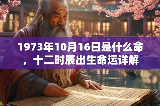 1973年10月16日是什么命，十二时辰出生命运详解