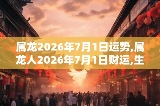 属龙2026年7月1日运势,属龙人2026年7月1日财运,生肖龙2026年7月1日运势
