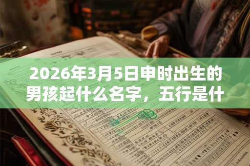 2026年3月5日申时出生的男孩起什么名字，五行是什么？