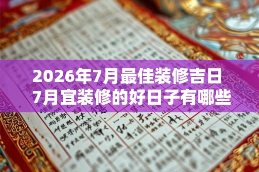 2026年7月最佳装修吉日  7月宜装修的好日子有哪些