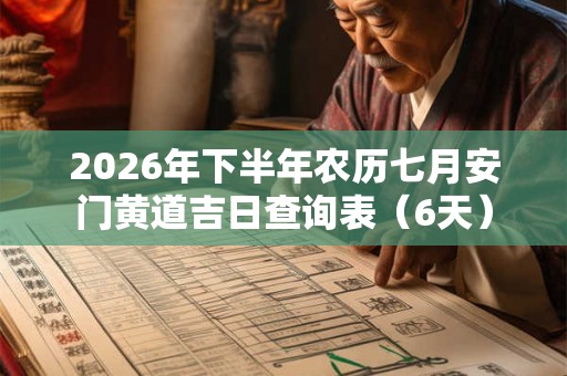 2026年下半年农历七月安门黄道吉日查询表（6天）