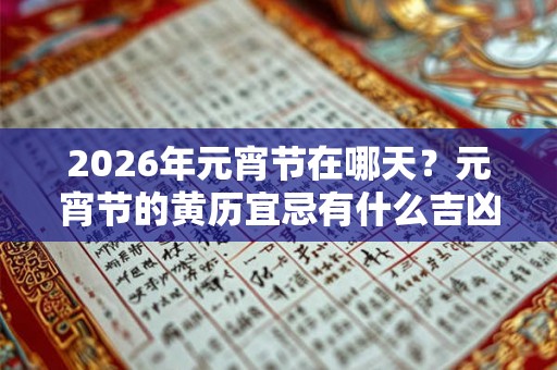 2026年元宵节在哪天?元宵节的黄历宜忌有什么吉凶内容? 2026年元宵节在哪天?元宵节的黄历宜忌有什么吉凶内容?